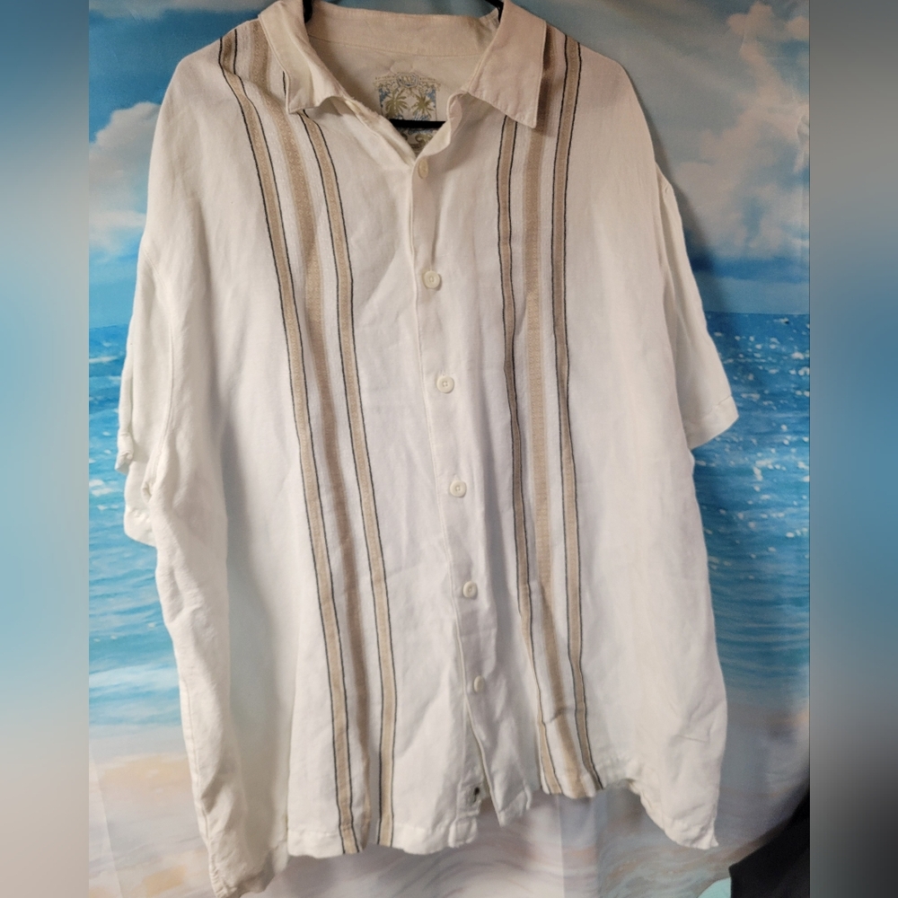 Paradise Collection Mens‎ Short Sleeve Button Down Linen Blend Shirt Size XXL